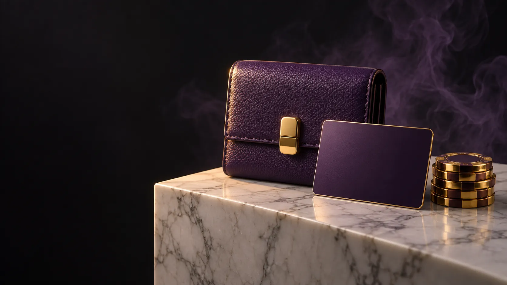 Leather wallet on a display plinth, a still life for the payments guide